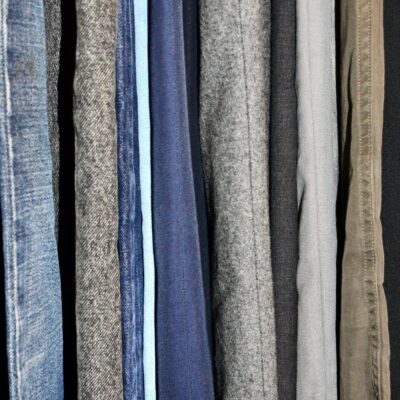 Collection of multicolored textile in wardrobe